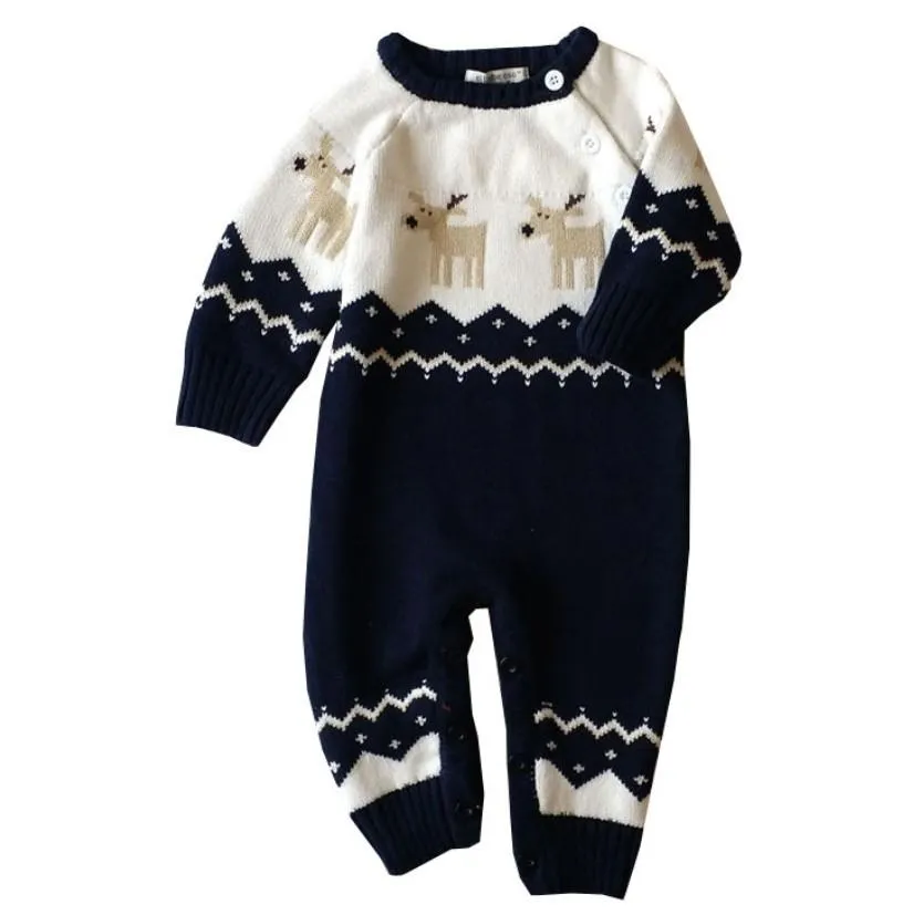 Christmas Reindeer Romper Navy Blue