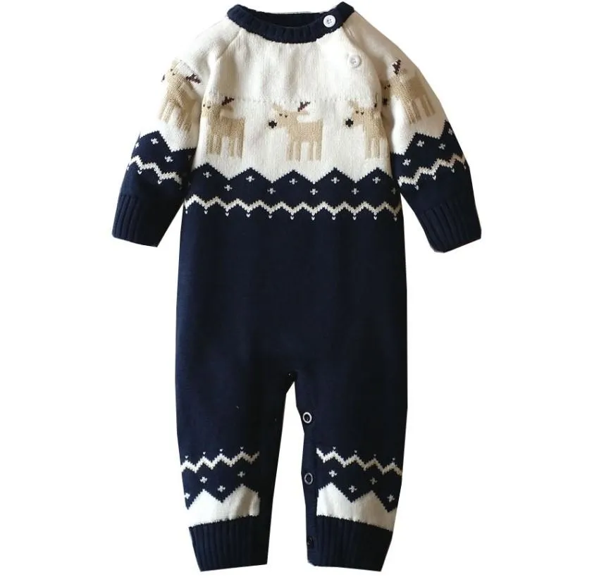 Christmas Reindeer Romper Navy Blue