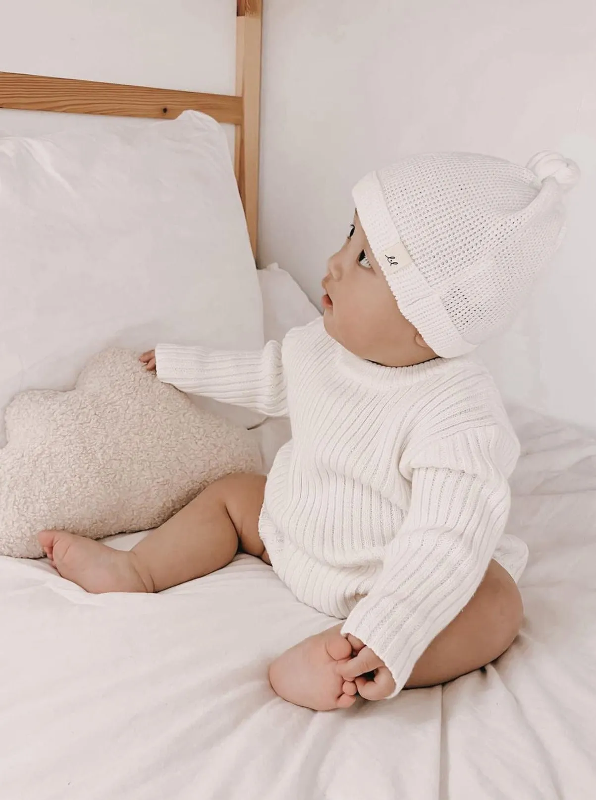 Chunky Rib Baby Romper - White