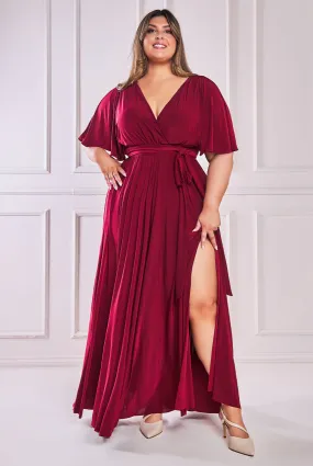 City Goddess Wrap Front Maxi With Flutter Sleeves