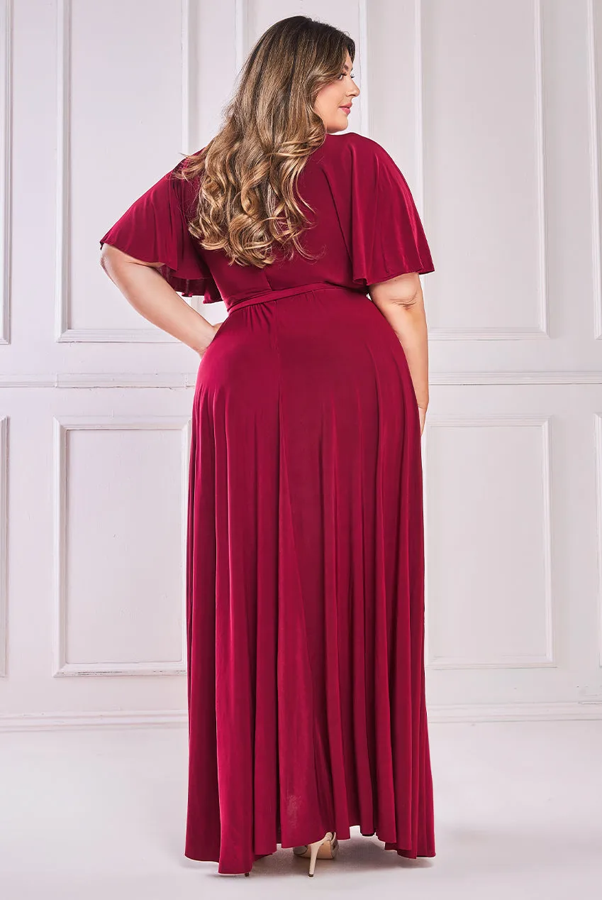 City Goddess Wrap Front Maxi With Flutter Sleeves