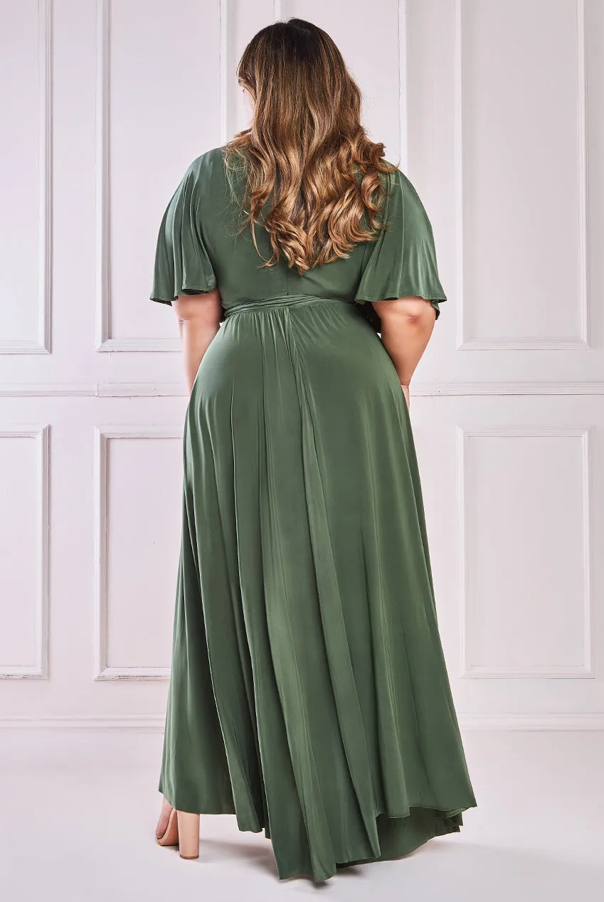 City Goddess Wrap Front Maxi With Flutter Sleeves