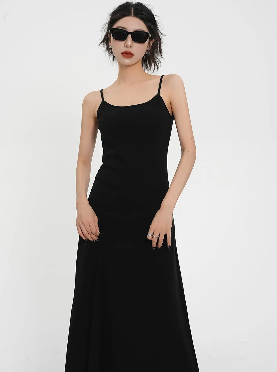 Classic Black Maxi Slip Dress - Sleeveless Spaghetti Strap Summer Gown