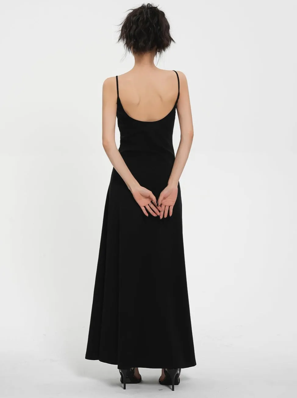 Classic Black Maxi Slip Dress - Sleeveless Spaghetti Strap Summer Gown