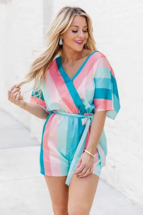 Coastal Getaway Multi Color Stripe Romper FINAL SALE