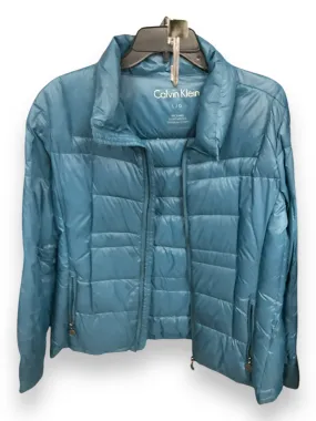 Coat Puffer & Quilted By Calvin Klein In Teal, Size: L