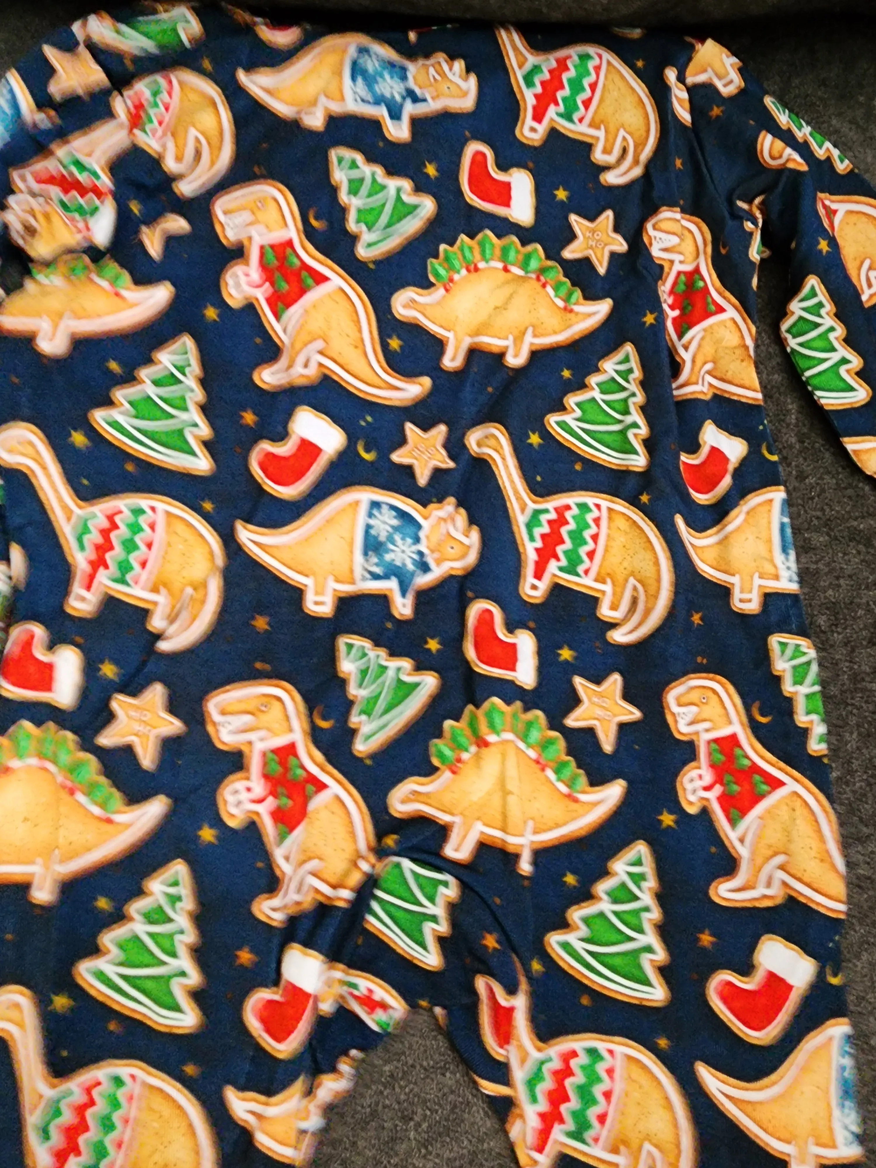 CP Dinosaur Christmas Cookie Zipper Sleeper Footie PJ's