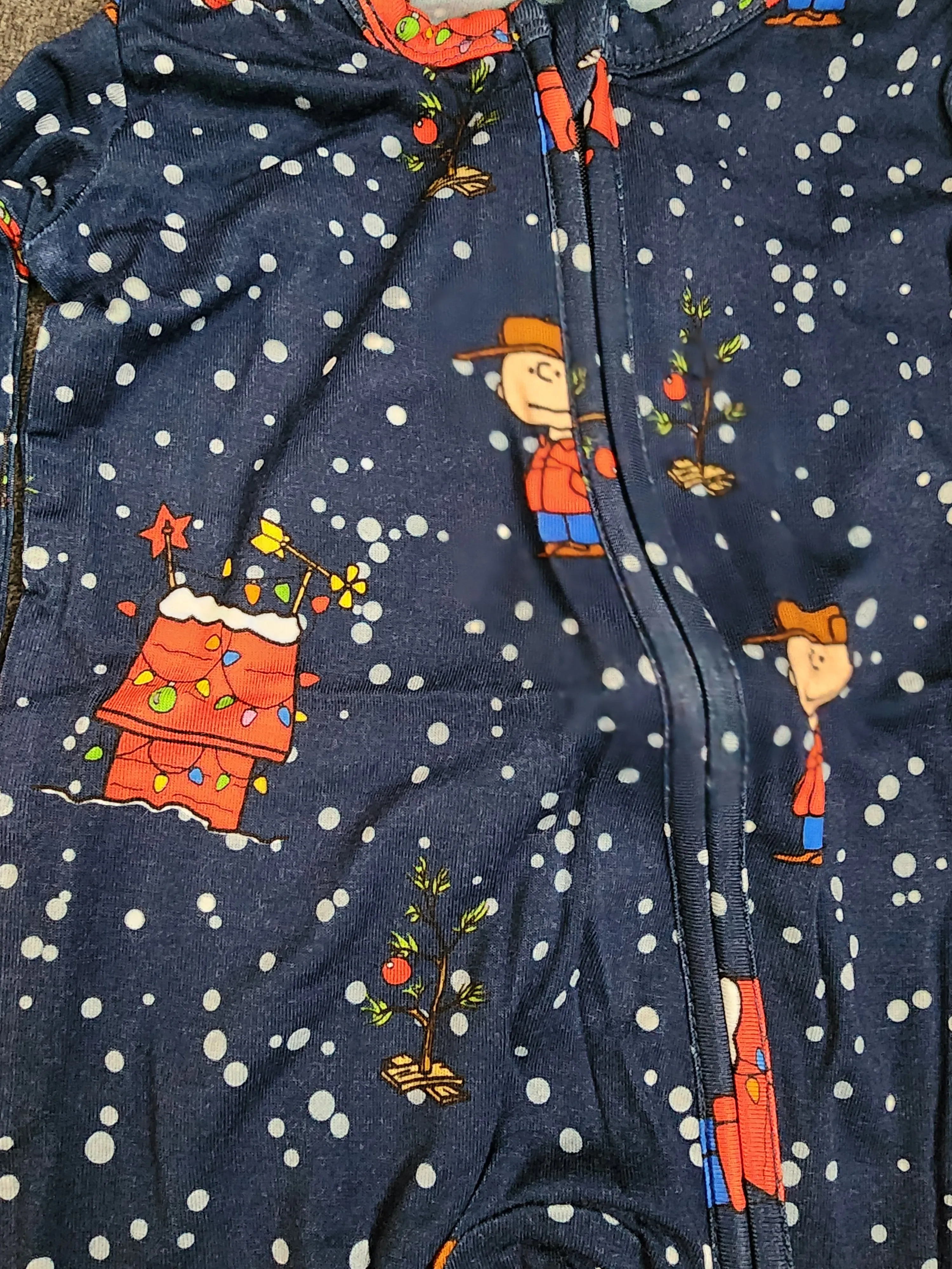 CP Peanuts Charlie Brown Christmas Zipper Footie Sleeper PJ'S