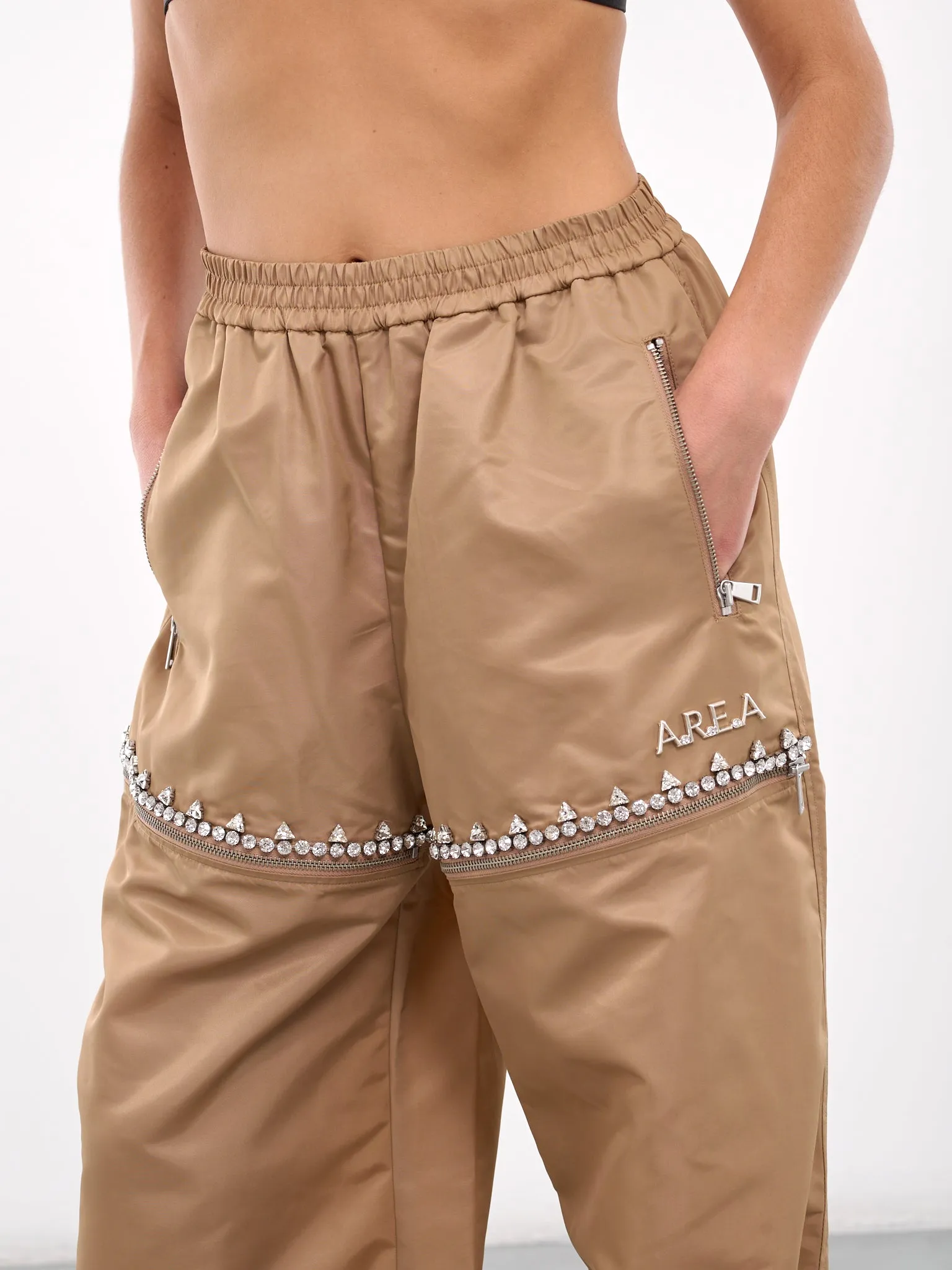 Crystal Slit Track Pants (AWPA0042FA01-CAMEL)