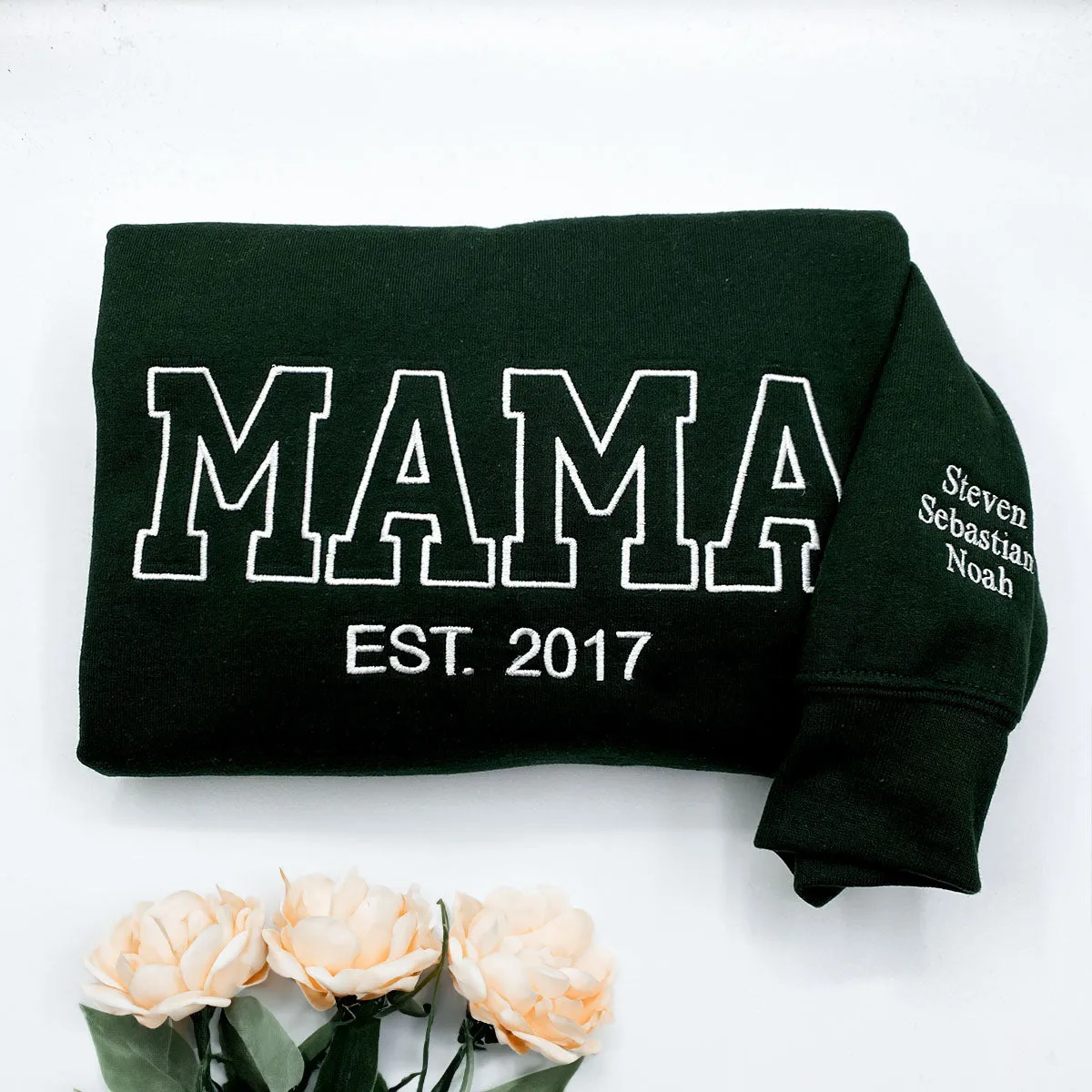 Custom Embroidered Cool Uncle Sweatshirt with Nephews Names on Sleeve