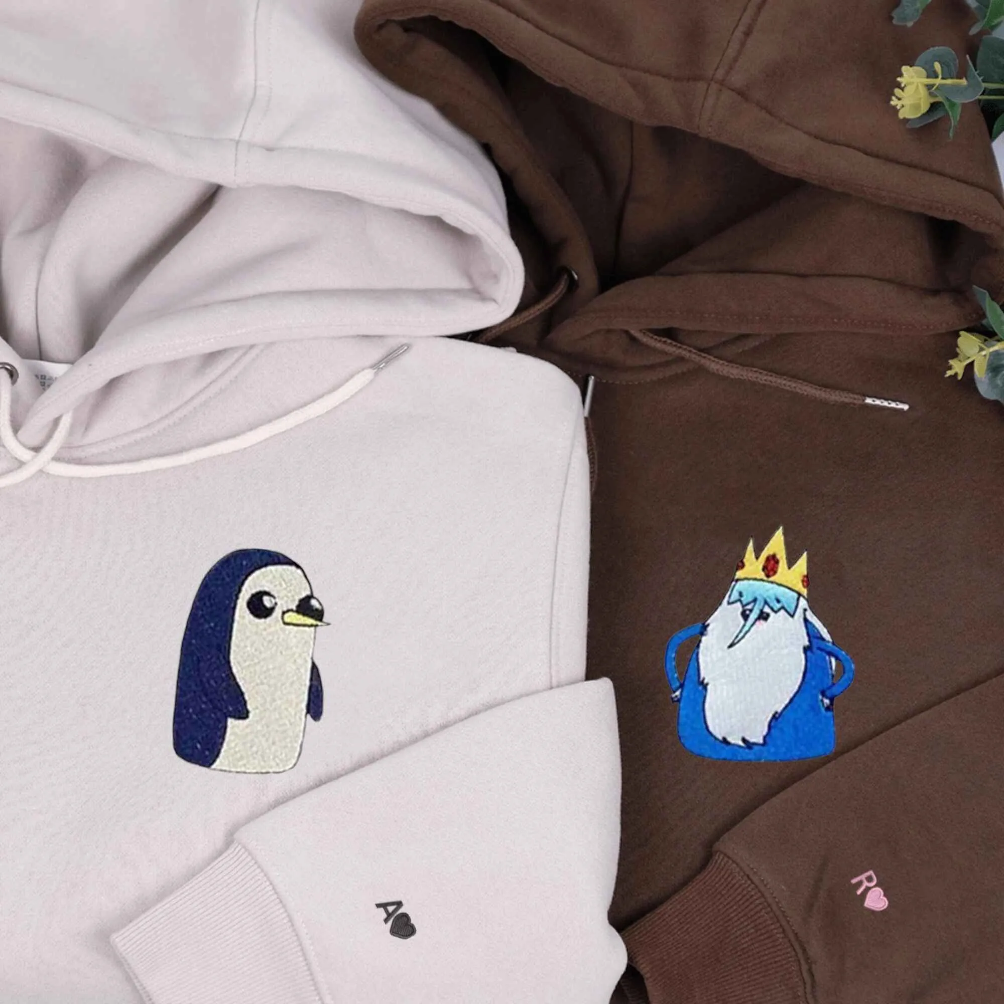 Custom Embroidered Penguin Matching Couple Hoodies | Matching Sweatshirts For Couples