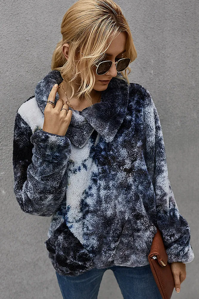 Dark Grey Tie Dye Sweatershirt with Pocket