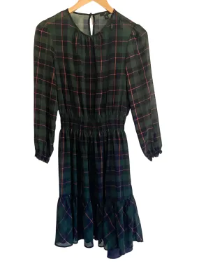 Dark Winter Cinch Waist Plaid Ruffle Dress