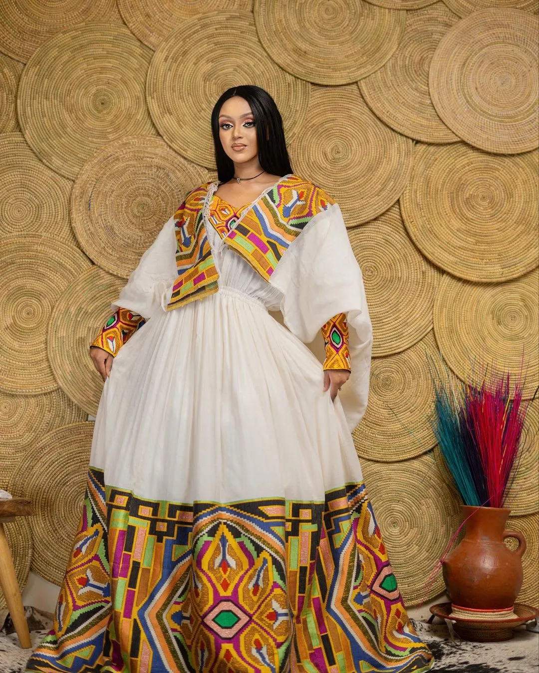 Detailed Pattern Modern Habesha Dress Exquisite Habesha Event Dress