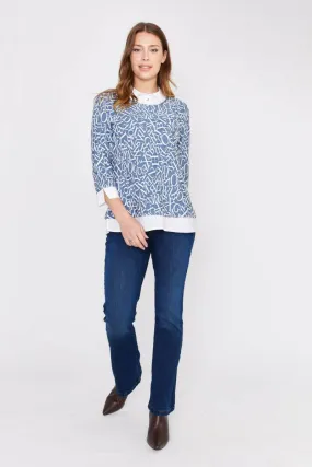 Dolcezza 2 In 1 Shirt Sweater 73131 - Chambray/White