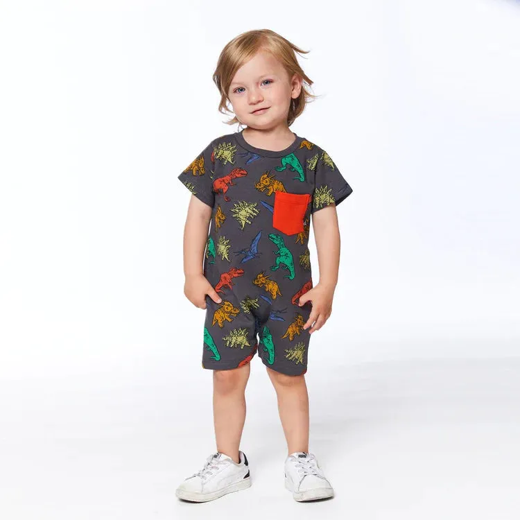 DPD Dino French Terry Romper Multi Colored