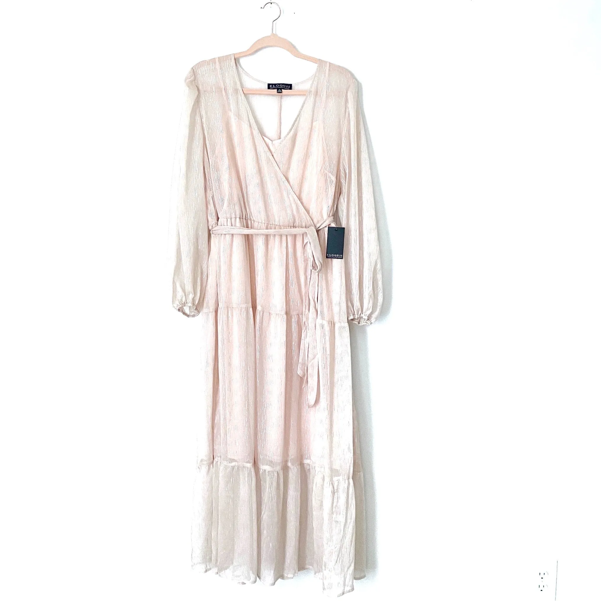 Eloquii Blush Pink Metallic Maxi with Slip NWT- Size 14