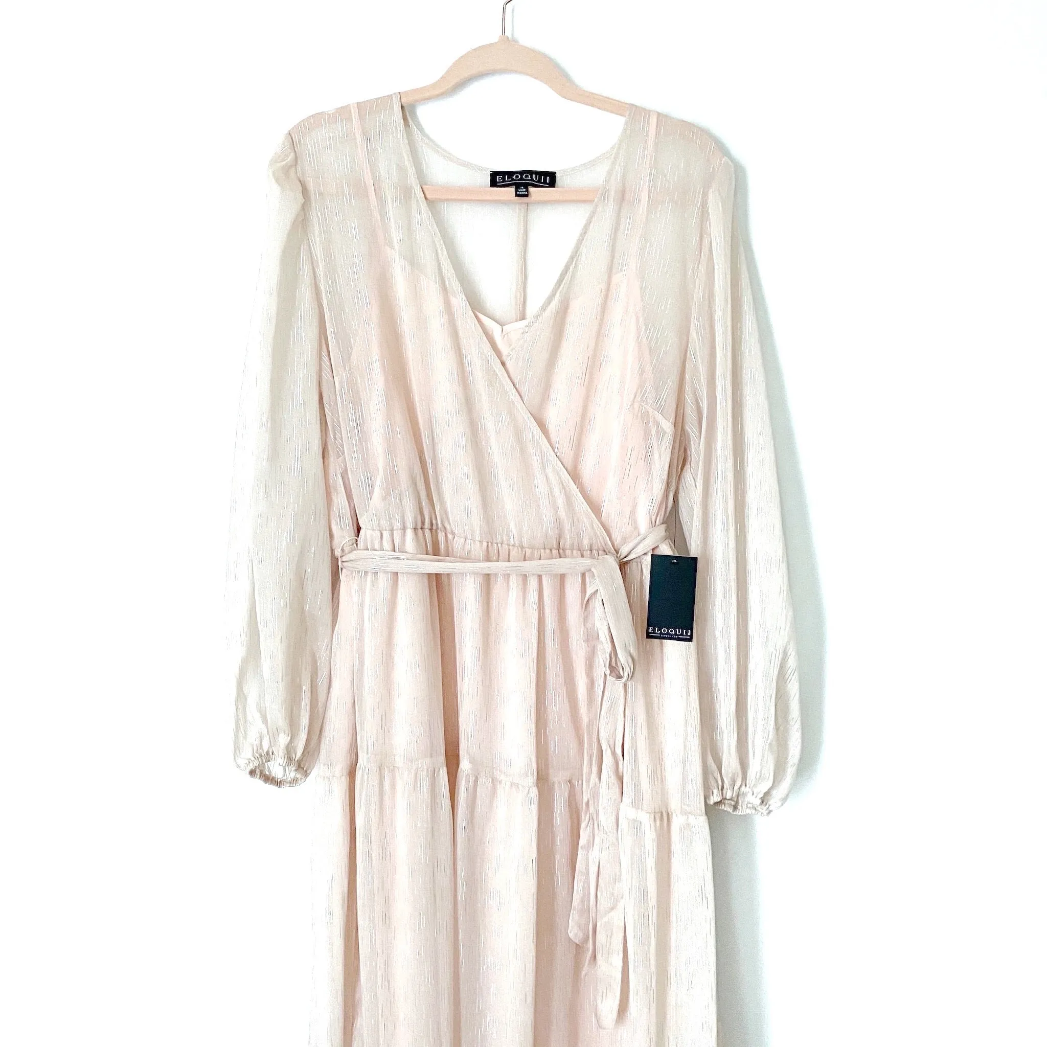 Eloquii Blush Pink Metallic Maxi with Slip NWT- Size 14