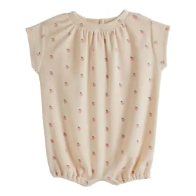 Emile et Ida Pink Heart Allover Terry Romper