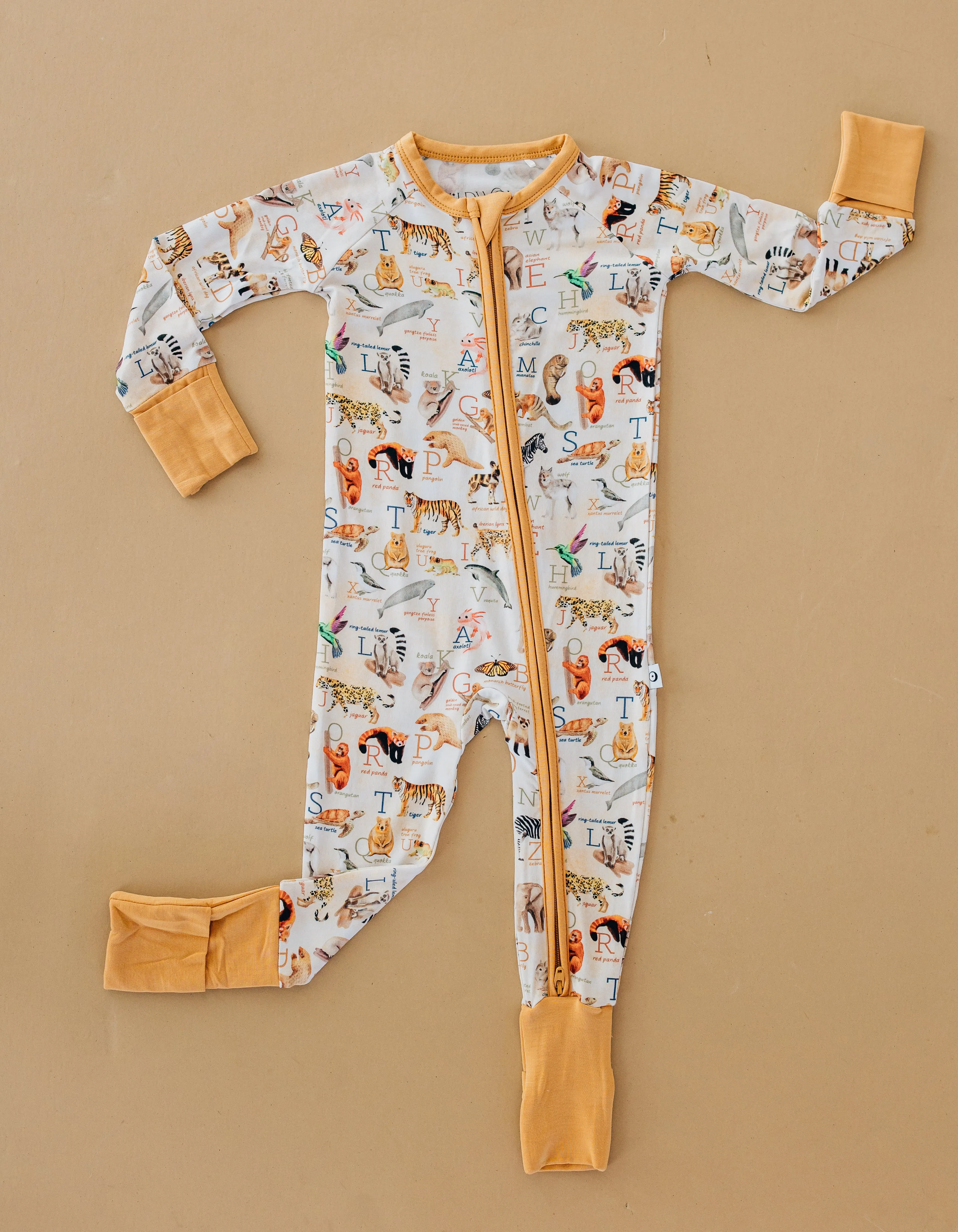 Endangered Animals Alphabet Zip Romper