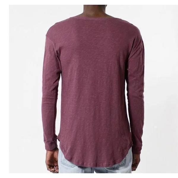 Entree Premium Essential Slub Scallop Long Sleeve Tee Maroon