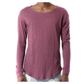 Entree Premium Essential Slub Scallop Long Sleeve Tee Maroon