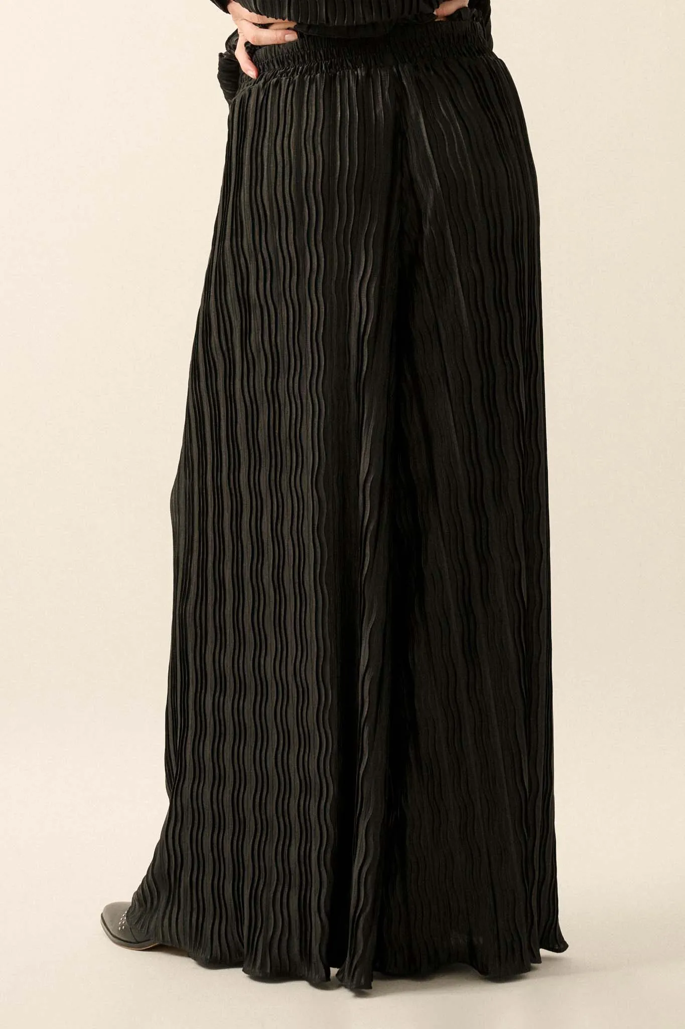 Evening Tide Pleated Wide-Leg Palazzo Pants