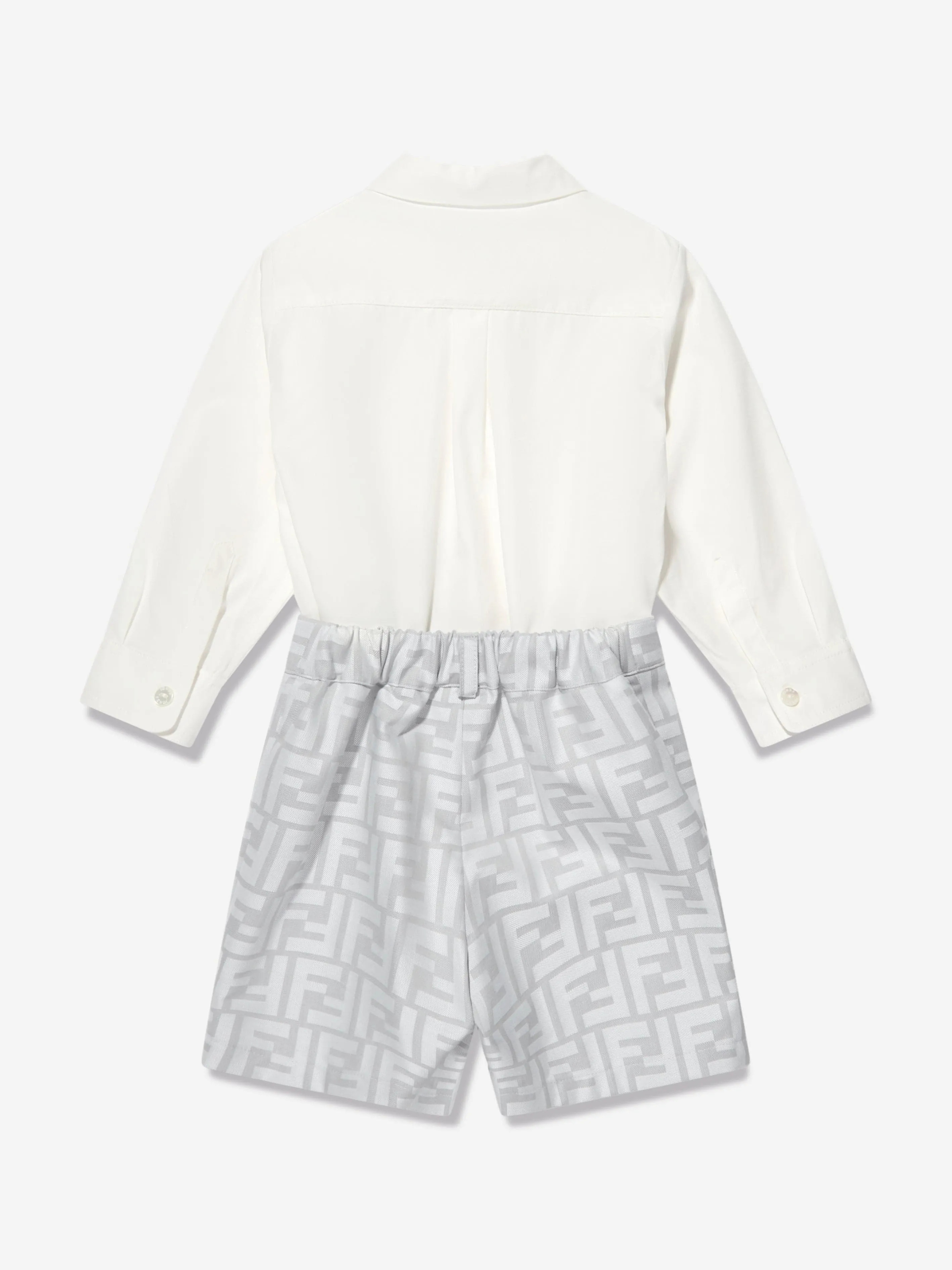 Fendi Baby Boys FF Romper Outfit in Grey