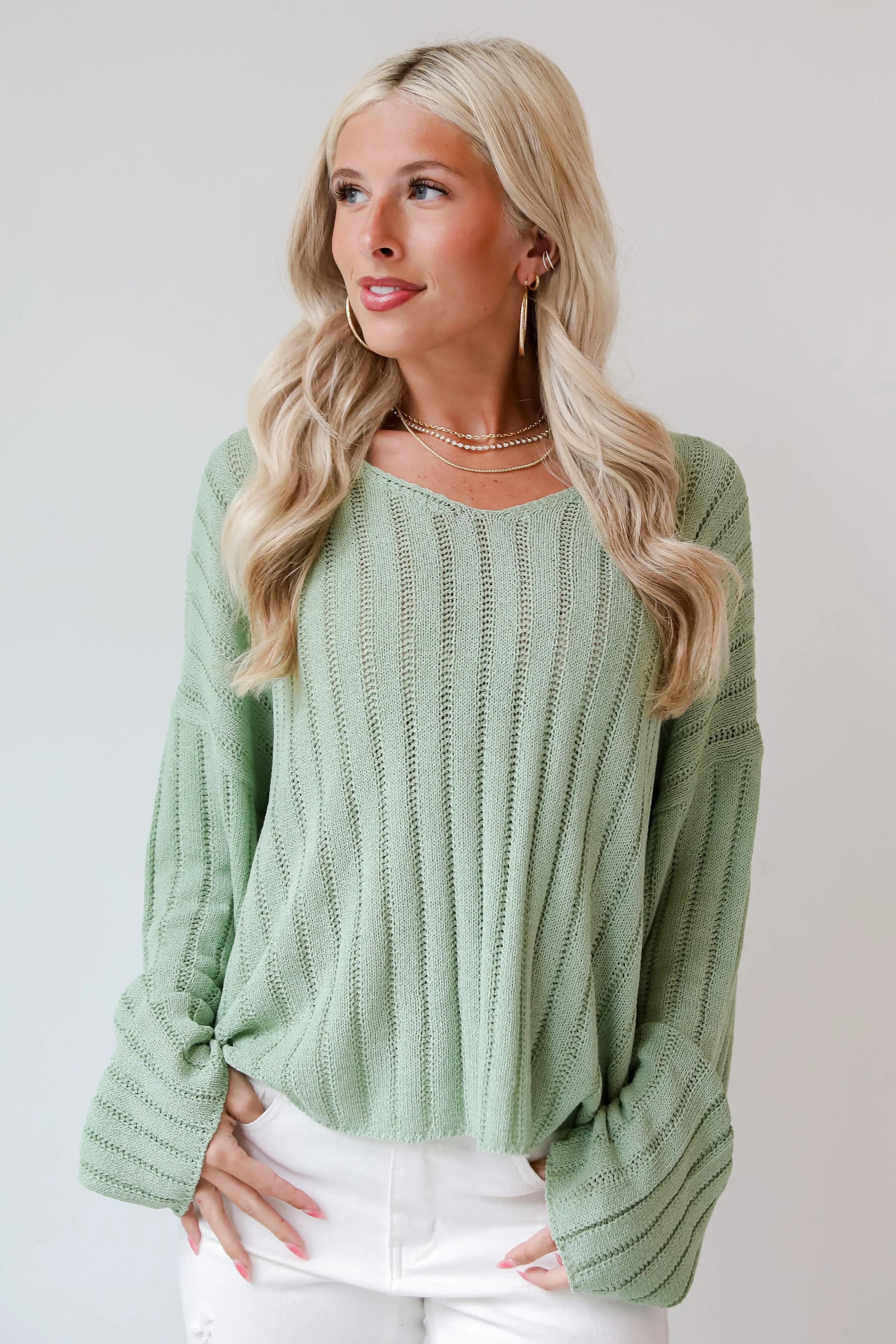 FINAL SALE - Casual Essence Sage Lightweight Knit Top