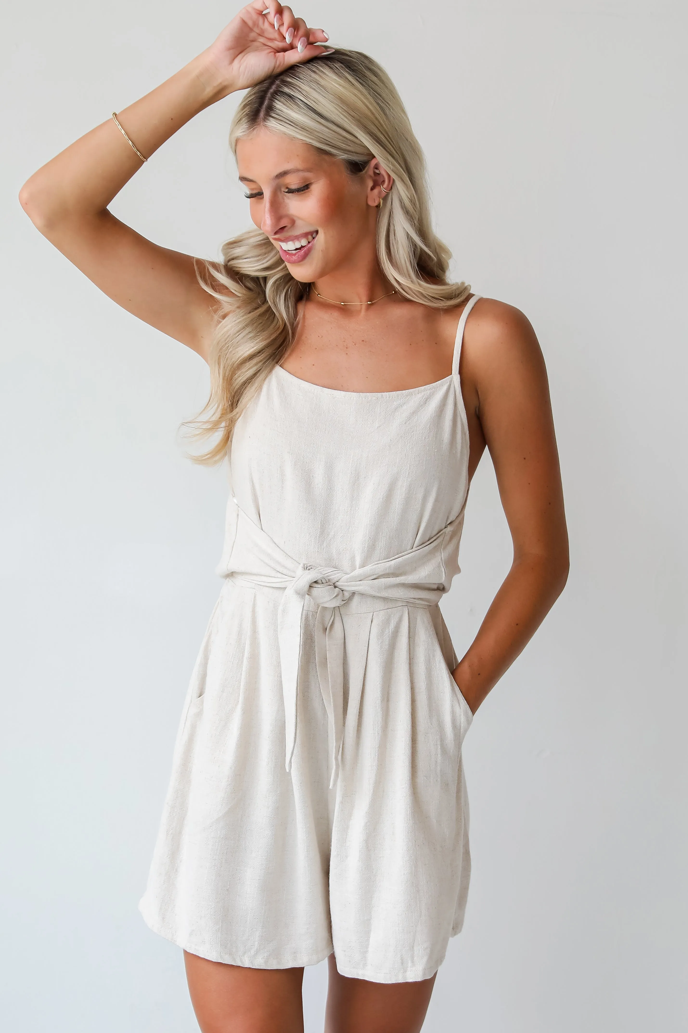 FINAL SALE - Certainly Splendid Linen Romper