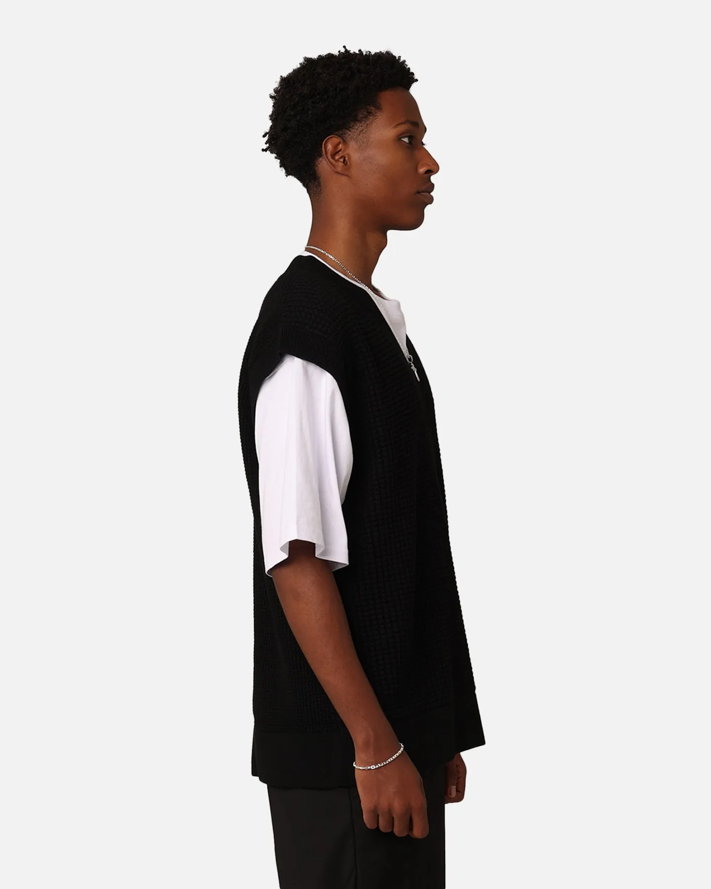 Fred Perry Contrast Texture Knitted Tank Vest Black