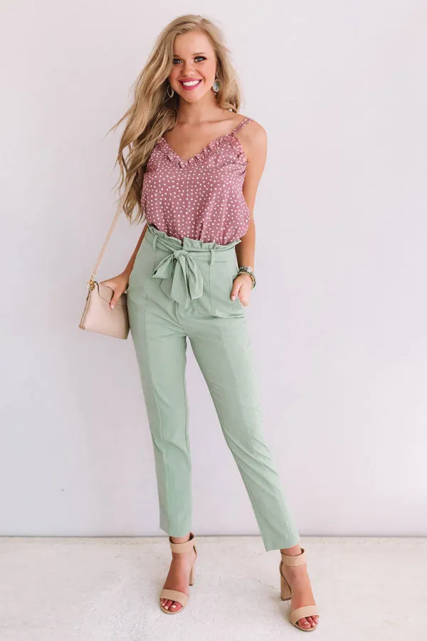 Frequent Flier High Waist Pants in Light Sage