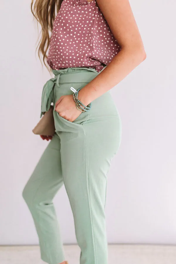 Frequent Flier High Waist Pants in Light Sage