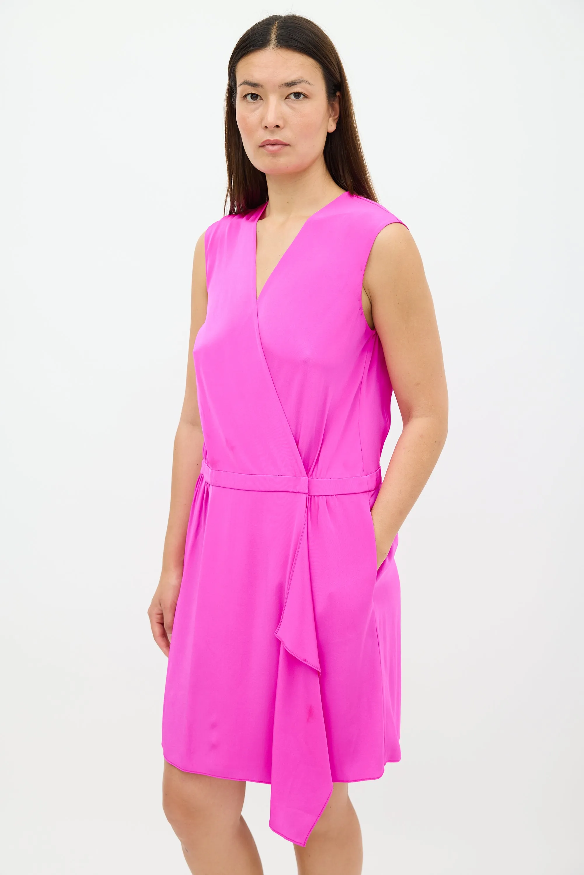 Fuchsia Silk Wrap Dress