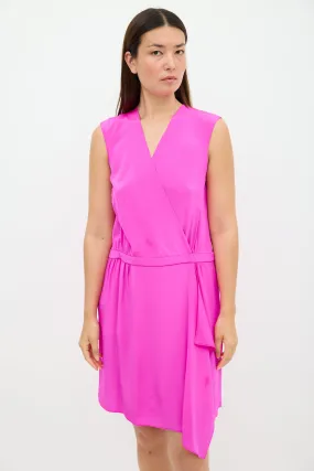 Fuchsia Silk Wrap Dress