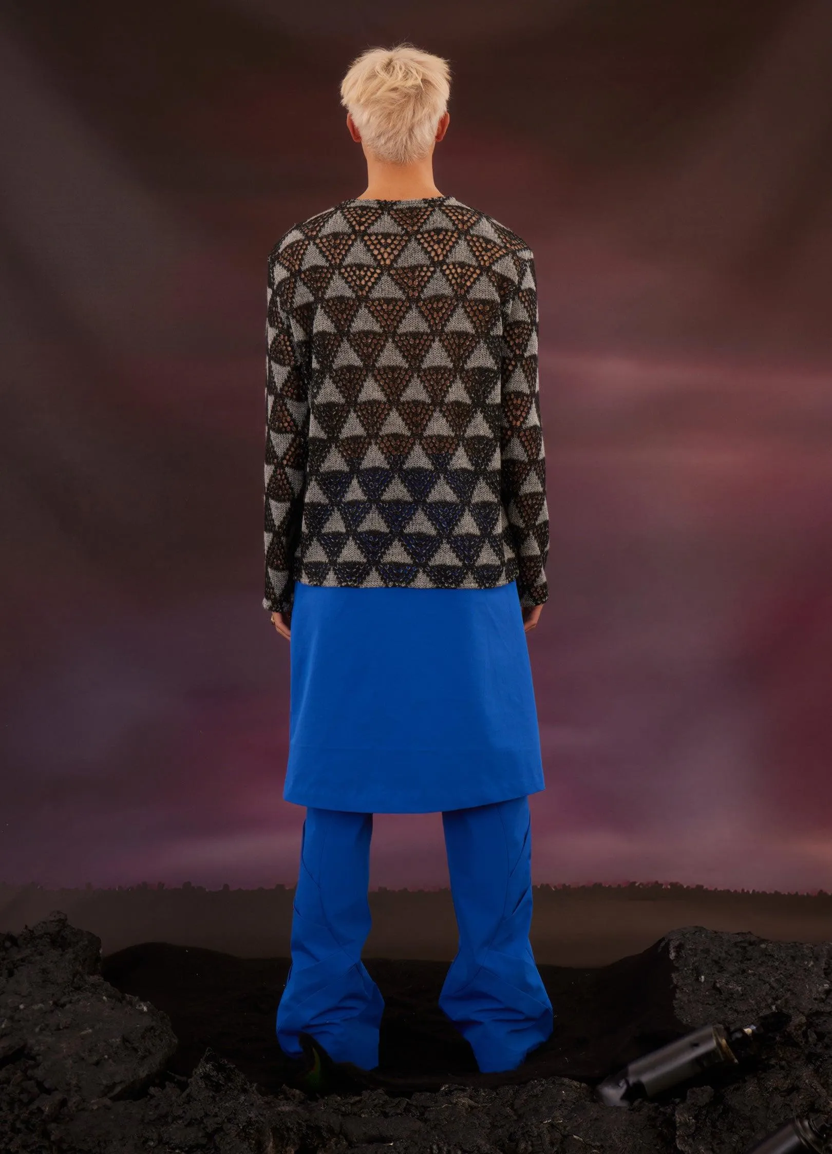 Geometric Mesh Knit Sweater By Kadakada