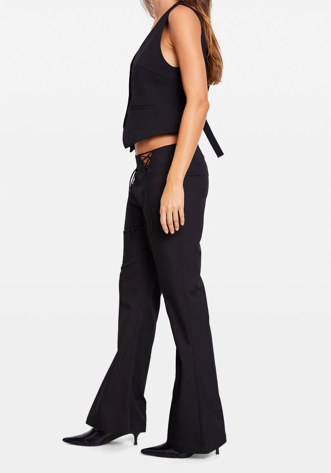 GEORGIA LACE UP PANT BLACK