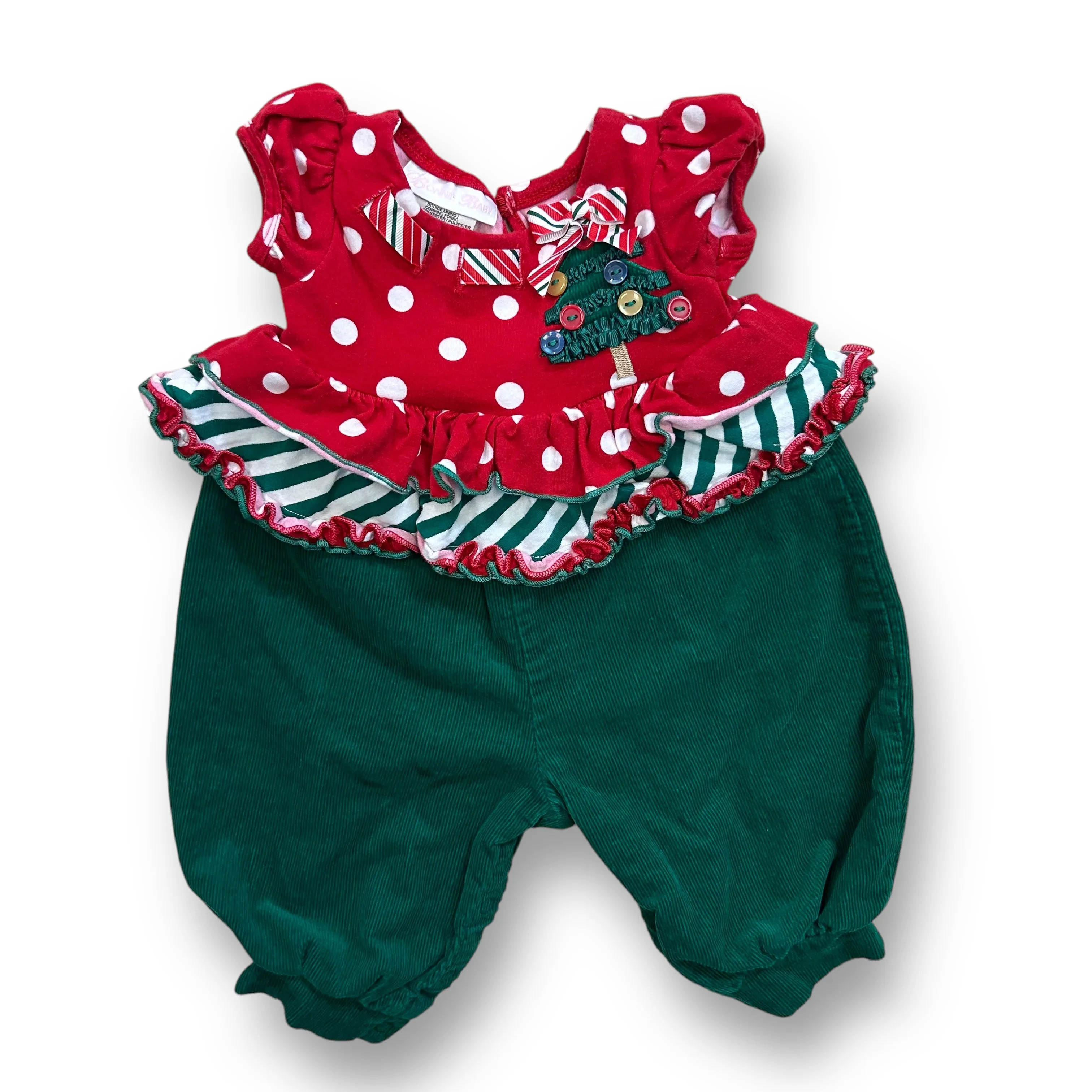 Girls Bonnie Baby Size 3-6 Months Ruffles & Ribbons Christmas Romper