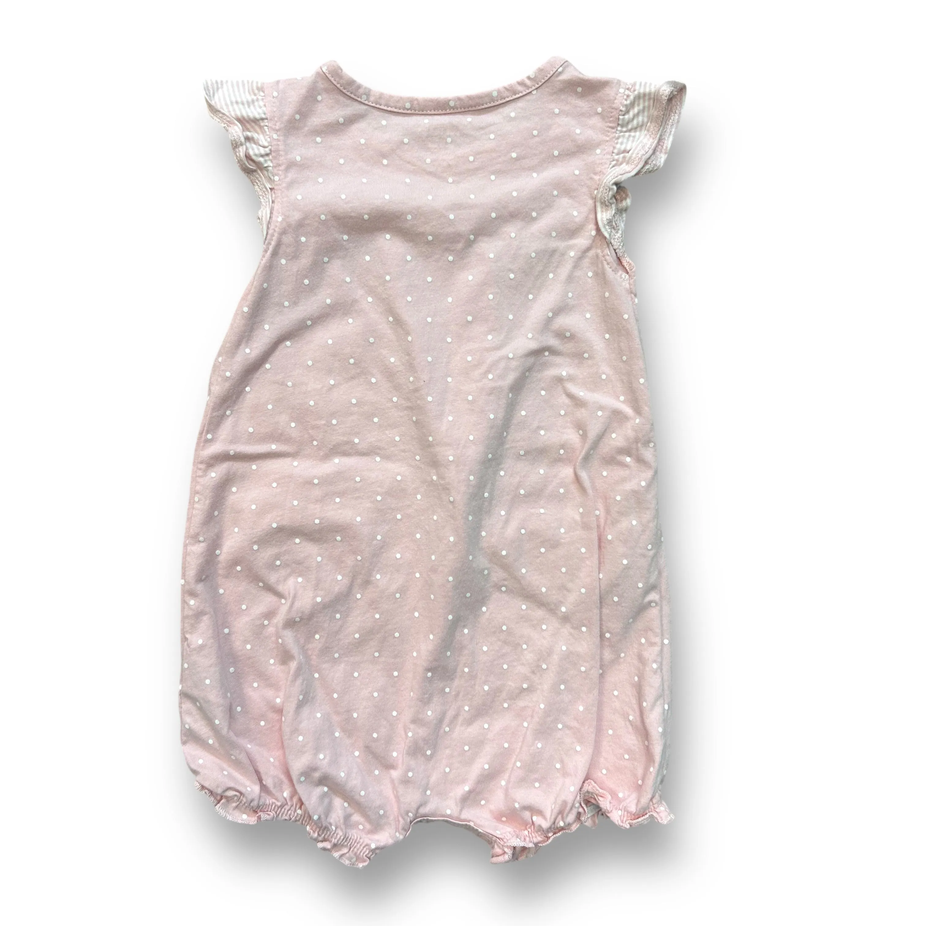 Girls Carter's Size 24 Months Pink & White Heart Pocket Snap Bottom Romper