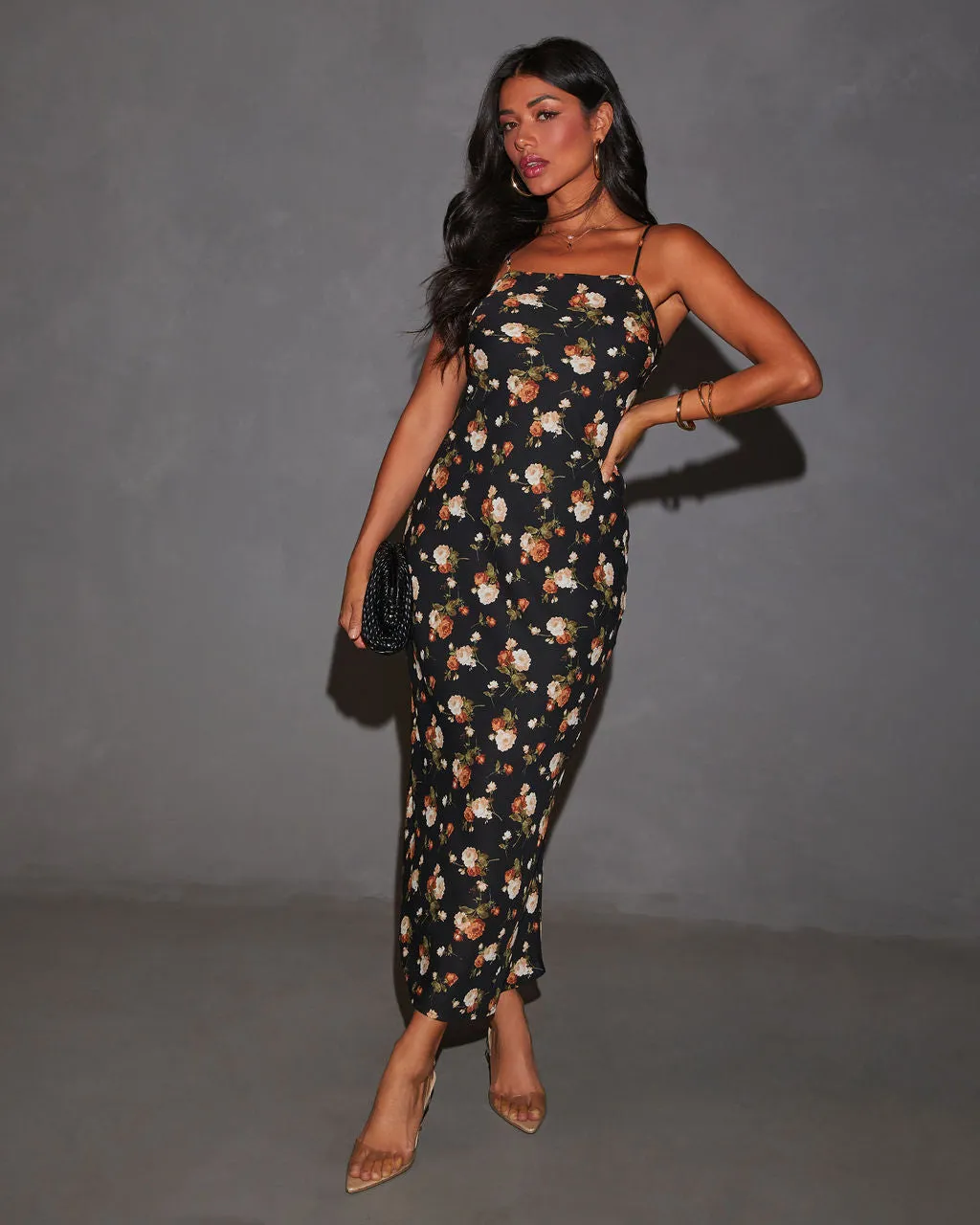 Grecian Voyage Floral Print Slip Dress