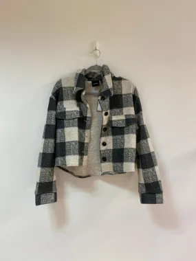 Grey & Cream Check Shacket, Vero Moda, Size 12 (Polyester, Polyester)