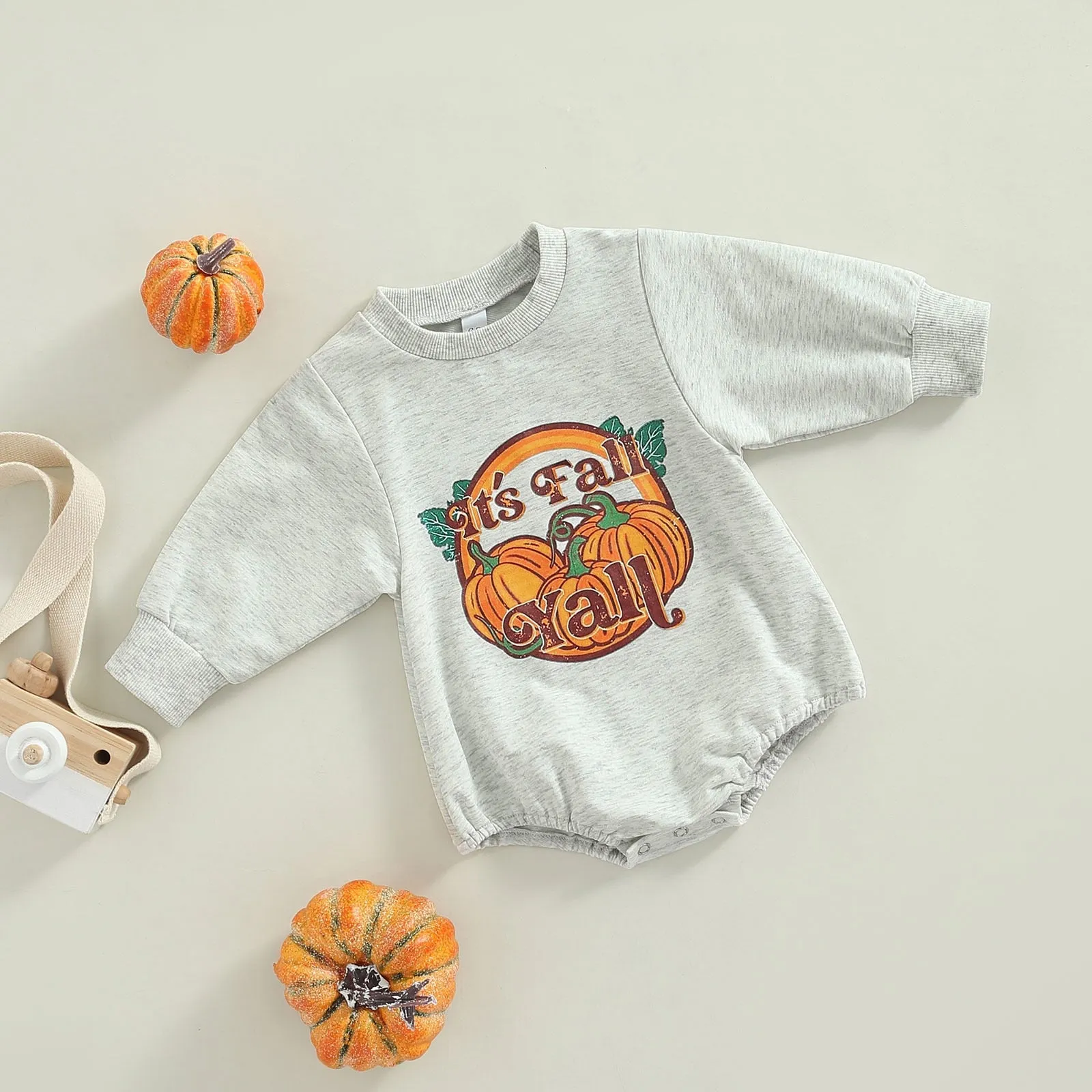 Halloween Joskaa Lioraitiin 0-18M Infant Baby Boa Girl Fashion Halloween Clothing Long Sleeve Pumpkin Printing Bodysuit Jumpsuit