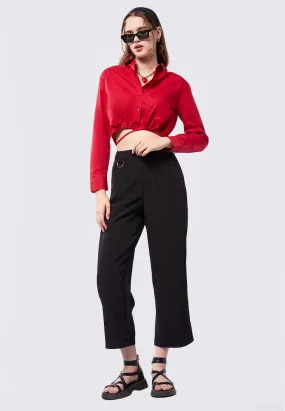 High Waist Pants with Buckle Details