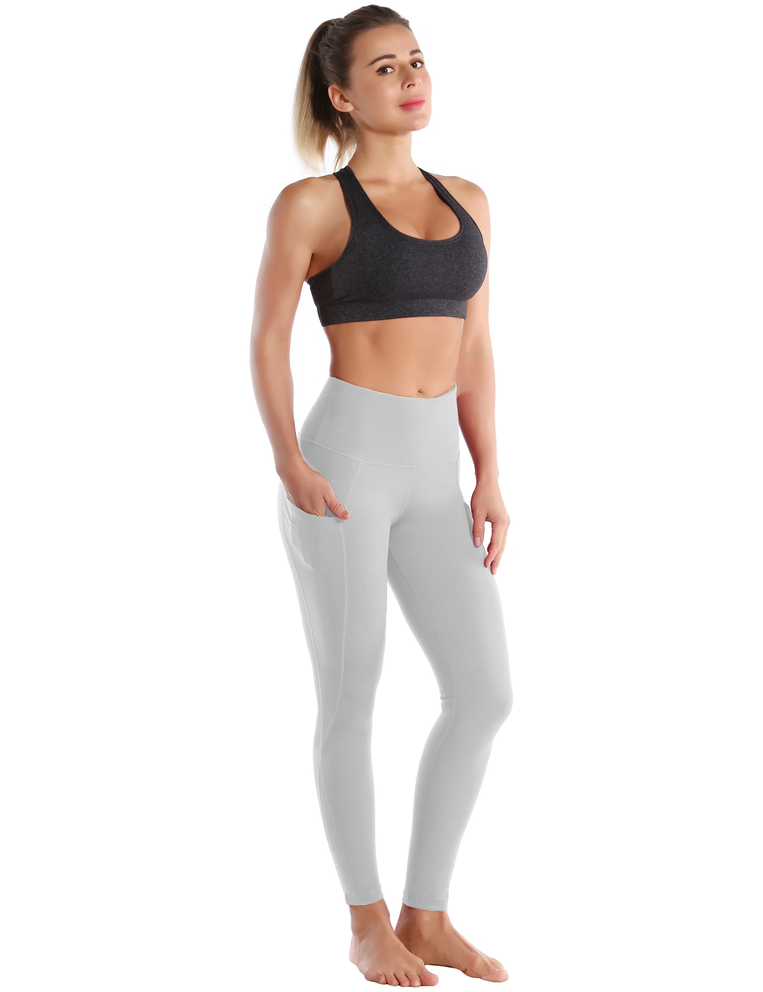 High Waist Side Pockets Pilates Pants lightgray_Pilates