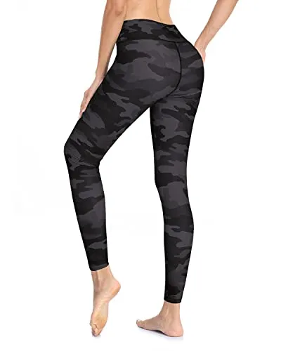 High Waisted Upf 50  Swim Pants For Women Swimming Leggings Rash Guard Swimsuit Pants-Black Camouflage