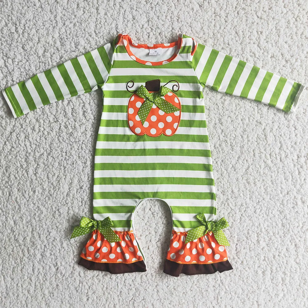 Hot Sale Baby Girls Clothes Pumpkin Embroidery Boutique Girls Clothes Baby Romper Halloween Kids Sibling Clothing 6 B4-3