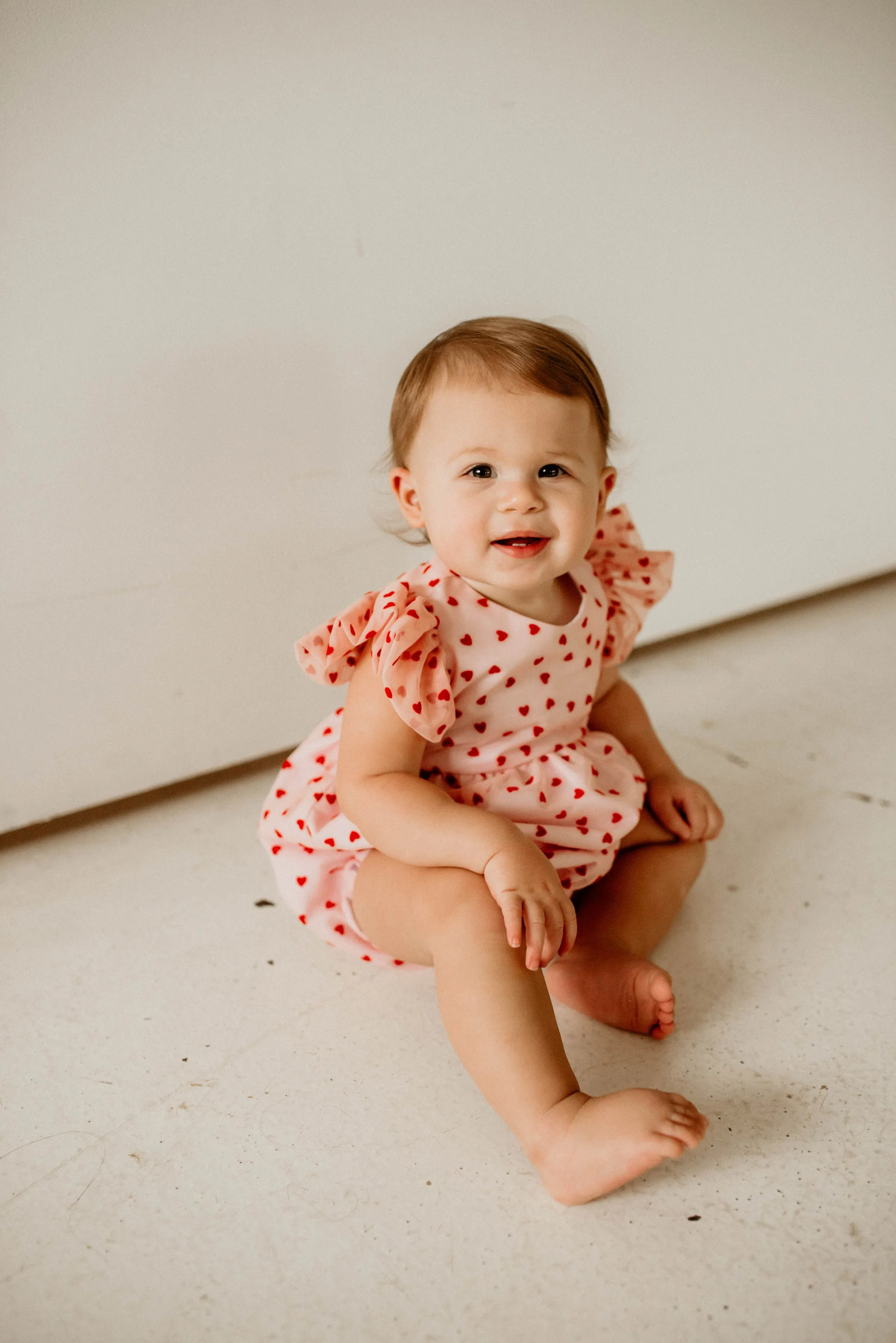 Infant Girl's Pink and Red Tulle Hearts Valentine's Day Bubble Romper