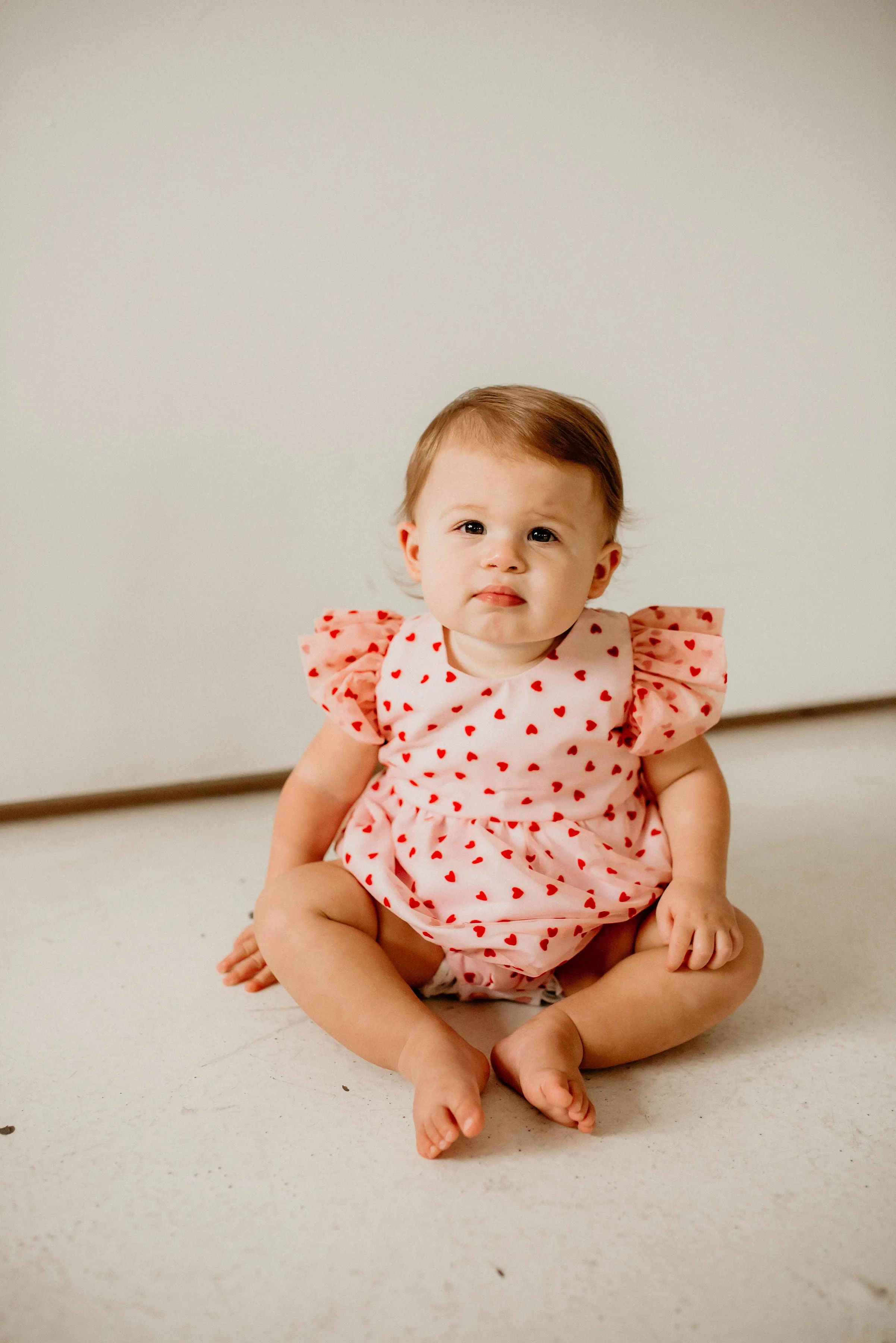 Infant Girl's Pink and Red Tulle Hearts Valentine's Day Bubble Romper