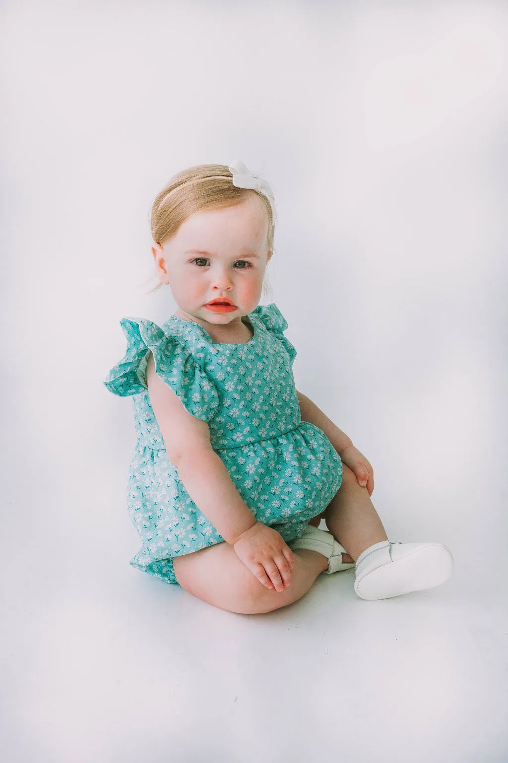 Infant Girl's Turquoise Daisy Bubble Romper