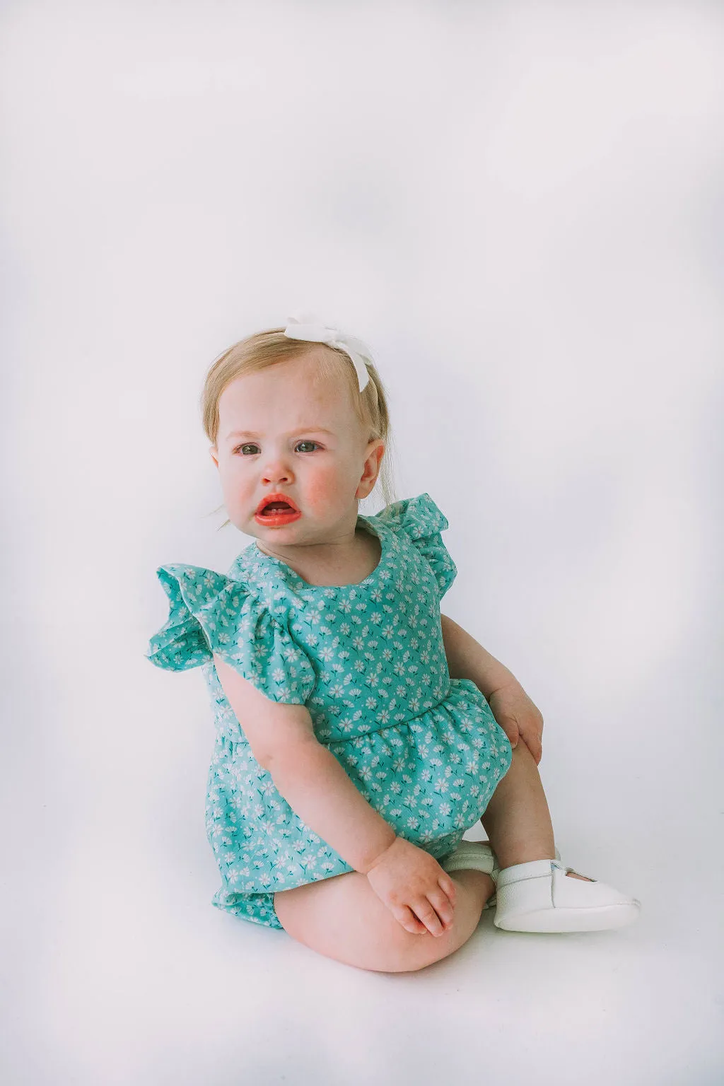 Infant Girl's Turquoise Daisy Bubble Romper